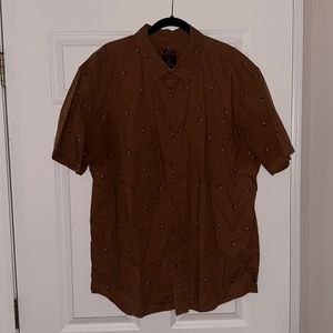 Brown XL Prana Short Sleeved Button Down Shirt